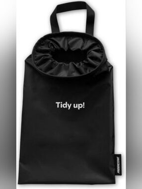 Black "Tidy up!" Car Trash Can/Bag Drawstring Pouch